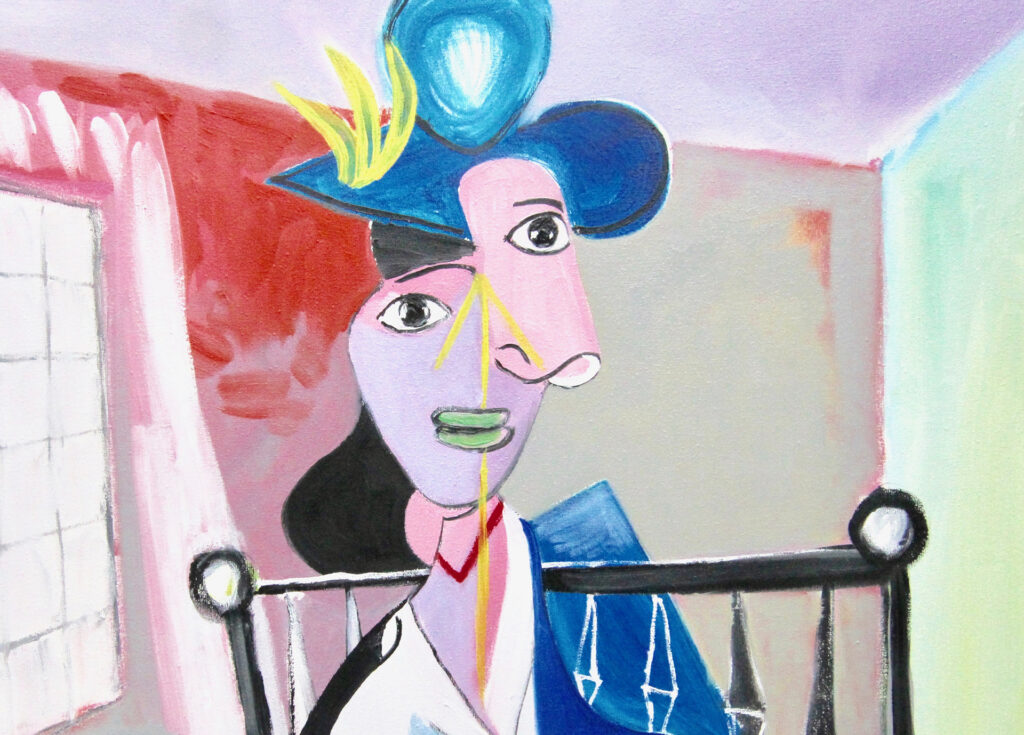 Diana Achtzig Bildserie Hommage an Pablo Picasso und Dora Maar mit Ölbildern auf Leinwand, Neue Leipziger Schule 