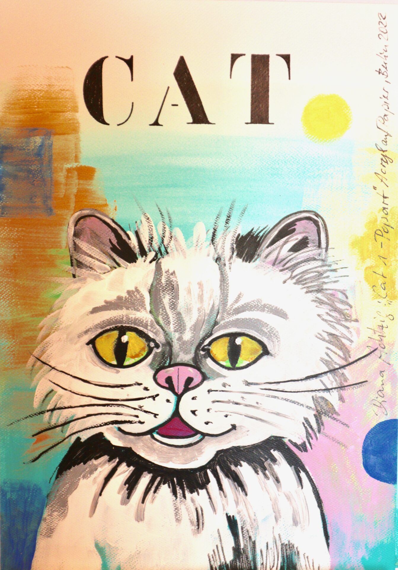 Diana Achtzig Katzen Acrylbild verkauft!