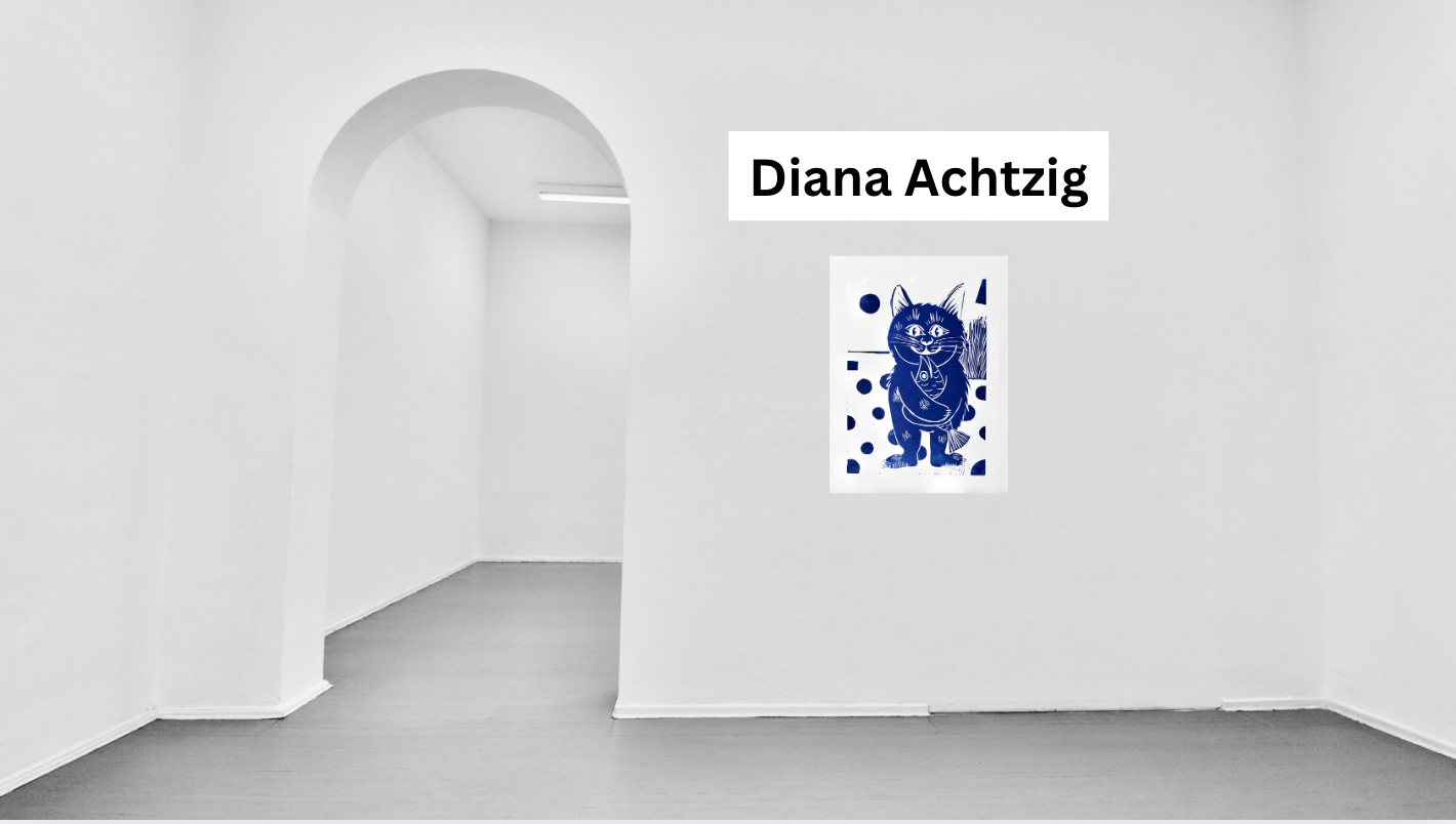 Original Kunst kaufen – Linoldruck „Ausdrucksstarkes Katzen-Porträt in Blau“ von Diana Achtzig: „Katze mit Fisch",klassischer Linoldruck, handgedruckt mit Druckwalze, limitierten Auflage von nur 150 Stück, jedes Exemplar handsigniert, nummeriert und einzigartig, A3-Büttenpapier (säurefrei, lichtecht, 300 g/m²), Ultramarin / Preußischblau – lichtechte Pigmente von der Firma Schmincke, Entstehungsjahr: 2025, Auflage: 150 signierte, nummerierte Exemplare, 99,00 €