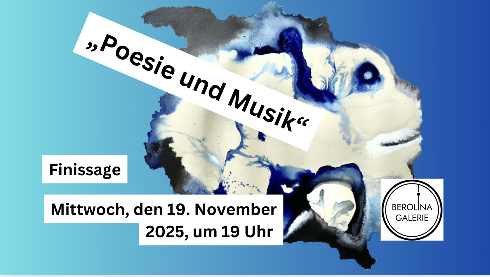 „Poesie und Musik“ – Ein Abend mit Javier Cáceres & Freunden Mittwoch, 19. November 2025, 19:00 Uhr, Berolina Galerie im Rathaus Mitte, Karl-Marx-Allee 31, 10178 Berlin, Der Musiker, Poet und Gitarrist Javier Cáceres präsentiert neue Texte und Musikkompositionen – eine atmosphärische Mischung aus lyrischer Sprache, Gesang und gefühlvollen Gitarrenklängen. Begleitet wird er von Renate Bause-Bitterlich sowie der Künstlerin Diana Achtzig, die mit ihren Werken und Impulsen den Abend bereichert.
