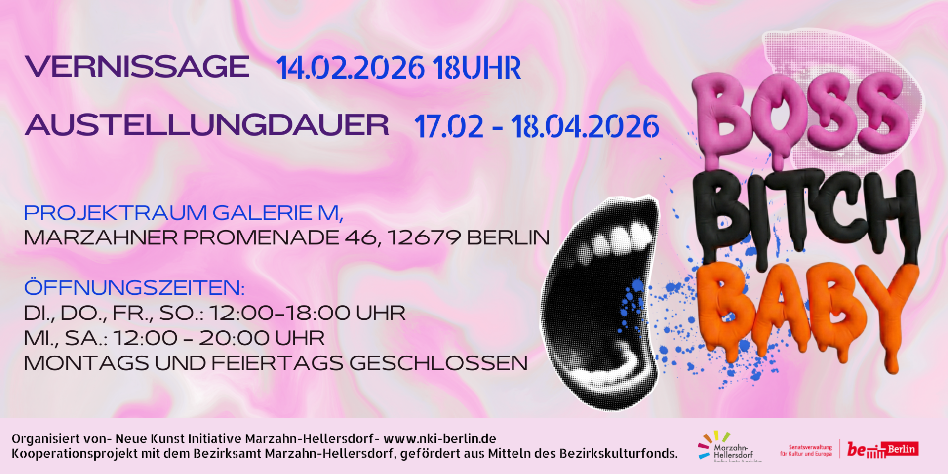 Diana Achtzig konnte zur folgenden Gruppenausstellung "BOSS BITCH BABY" mit ausstellen. Eröffnung: 14.02.2026, 18 Uhr
Ausstellung: 17.02. – 18.04.2026. 