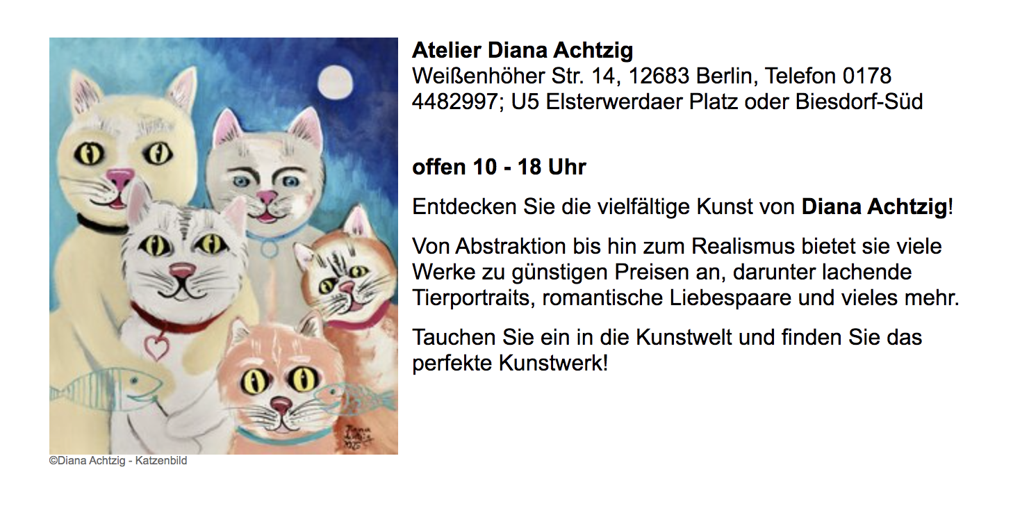 Einzelausstellung: Kunst offen 2025 von Diana Achtzig in Kultur-Marzahn-Hellersdorf
