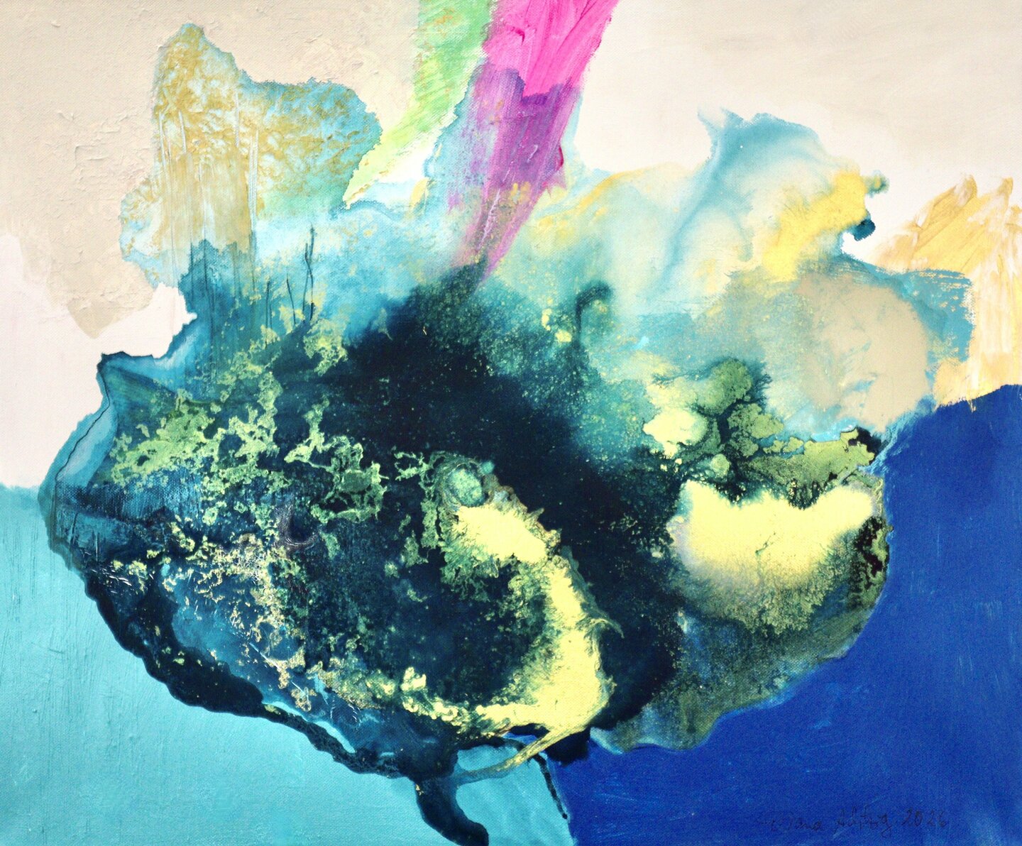 2. Diana Achtzig: „Wenn Farbe Hoffnung wird“, Acryl auf Leinwand, 50 x 60 x 1,5, 2026, 500 €