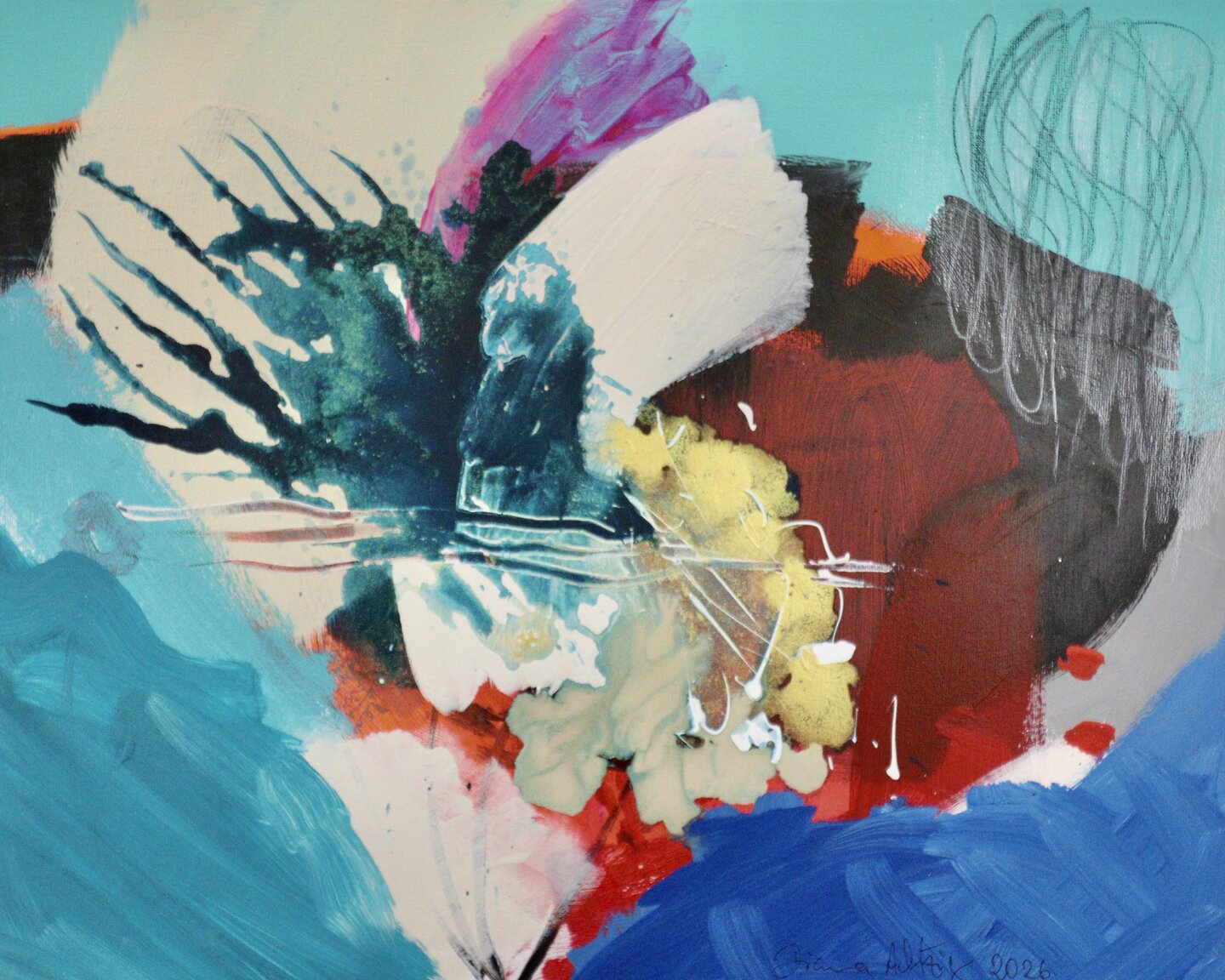3. Diana Achtzig: „Stille, die bleibt“, Acryl auf Leinwand, 50 x 60 x 1,5, 2026, 500 €
