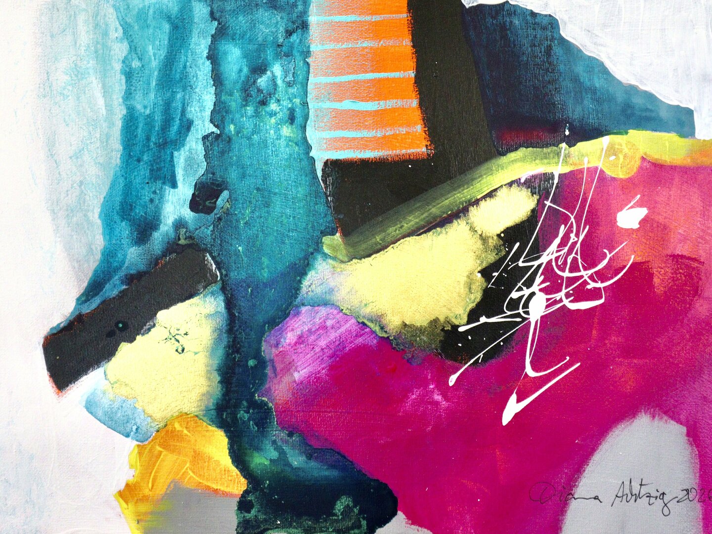 5. Diana Achtzig: „Zwischen Weite und Wärme“, Acryl auf Leinwand, 40 x 50 x 1,5, 2026, 300 €